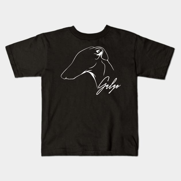 Proud Galgo profile dog lover sighthound gift Kids T-Shirt by wilsigns